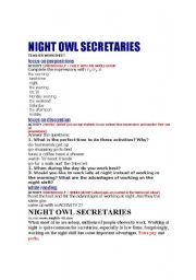 English worksheet: night owl secretaries