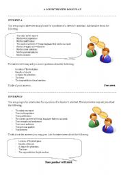 English Worksheet: A job interview role play