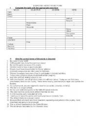 English worksheet: Exercise about word form