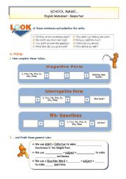 English Worksheet: SIMPLE PAST - Negative and Interrogative forms + wh-questions + Practice