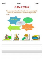 English worksheet: A day at school