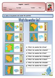 English Worksheet: WHATS THE WEATHER LIKE?