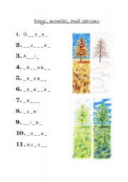 English Worksheet: Days, months, and seasons