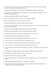 Literature Questions for any book - ESL worksheet by terlei