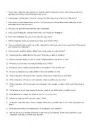 English Worksheet: Literature Questions for any book