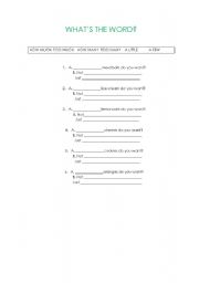 English Worksheet: HOW MANY