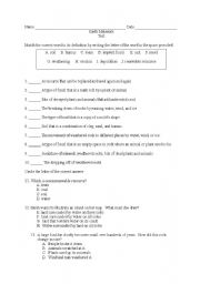 English Worksheet: 3rd Grade Earth MAterials Test