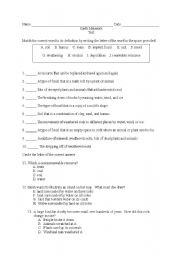 English worksheet: 3rd Grade Earth MAterials Test