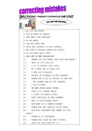 English Worksheet: correcting mistakes 