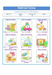 English Worksheet: PREPOSITIONS REVIEW