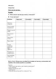 English worksheet: When was the last time?