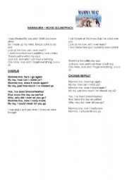 English worksheet: Mamma Mia - movie song