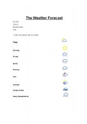 English worksheet: The Weather Forecast