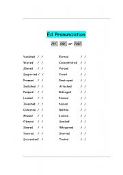 English Worksheet: /ED/ Pronunciation I