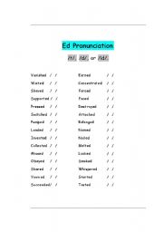 English worksheet: /ED/ Pronunciation I