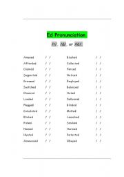 English Worksheet: /ED/ Pronunciation II