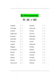 English worksheet: /ED/ Pronunciation II