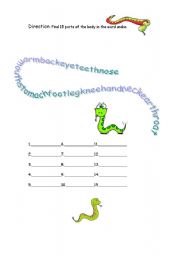 English worksheet: word snake 2