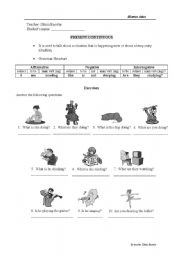 English worksheet: present continuous hand out and exercise