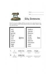 English Worksheet: Wishing (SVO) Silly Sentences