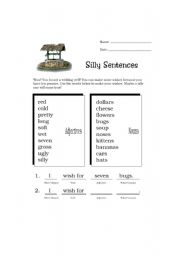 English worksheet: Wishing (SVO) Silly Sentences