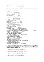 English Worksheet: REPORTED SPEECH