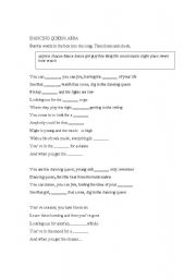 English worksheet: dancing queen lyrics