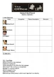 English Worksheet: The office - Season 1 episode 1