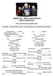 English Worksheet: Midnight oil - beds are burning