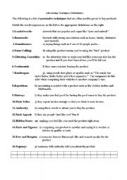 English Worksheet: Advertising,Consumerism,Slogans,marketing