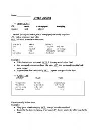 English worksheet: WORD ORDER