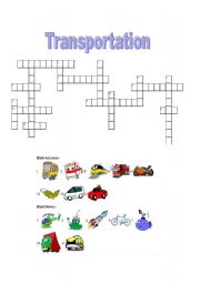 English Worksheet: Transportation Crossword