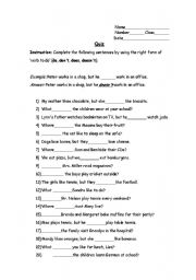 English worksheet: verb to do