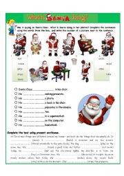 English Worksheet: What is Santa doing?