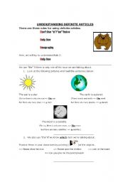 English Worksheet: Using Definite Articles - Rule 2