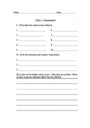 English worksheet: ESOL 1 Preassessment