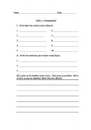 English Worksheet: ESOL 1 Preassessment