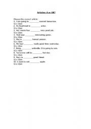 English worksheet: articles