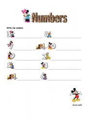 English worksheet: Numbers 1 to 10 - exercise