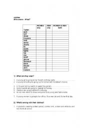 English worksheet: clothes