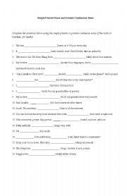 English Worksheet: A Simple Tense Quiz