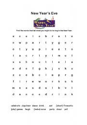 English worksheet: Crosswor New years eve