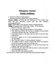 English worksheet: FAMILY PROBLEMS