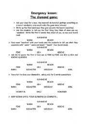 English Worksheet: diamond game