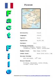 English Worksheet: Fact File on France