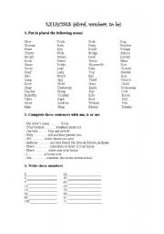 English Worksheet: plurals, to be and numbers