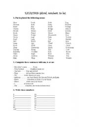 English worksheet: plurals, to be and numbers