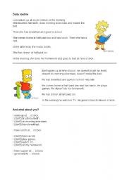 English Worksheet: Daily routines - Simpsons and Me