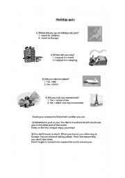 English worksheet: Holiday quiz