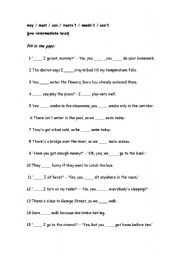 English Worksheet: must or mustnt